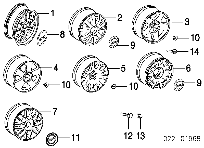 Ковпак колісного диска 8D0601165JZ17 VAG