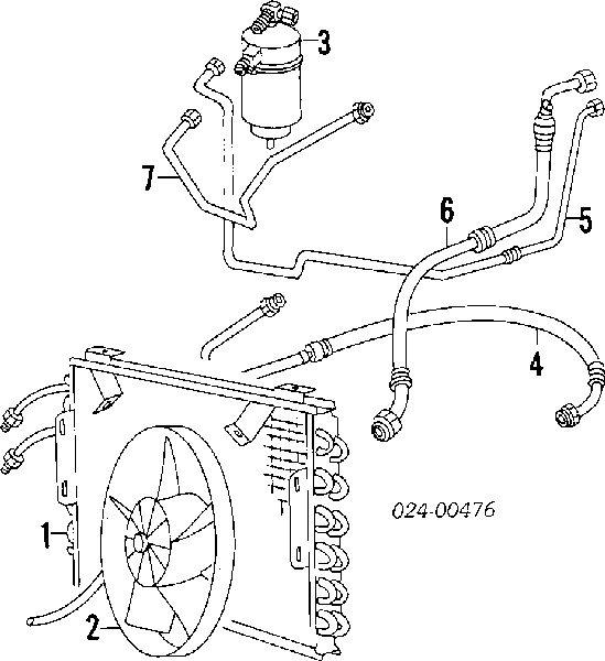 Трубопроводи і радіатор кондиціонера на BMW 6 (E24)