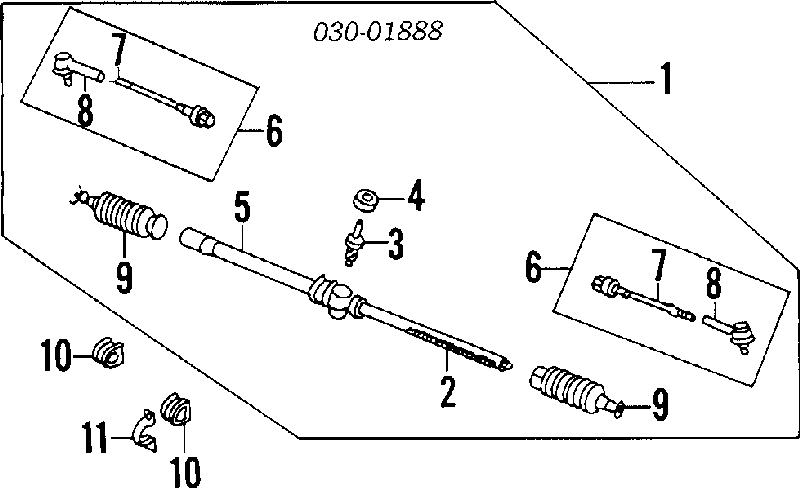 Тяга рульова в зборі, права Nissan Micra (K10) (Нісан Мікра)