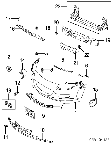 Пістон (кліп) кріплення бампера, переднього Mazda 3 (BK14) (Мазда 3)