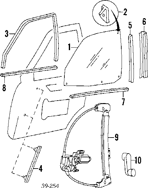 Направляюча скла рамки двері, заднього ліва Peugeot 405 2 (4B) (Пежо 405)