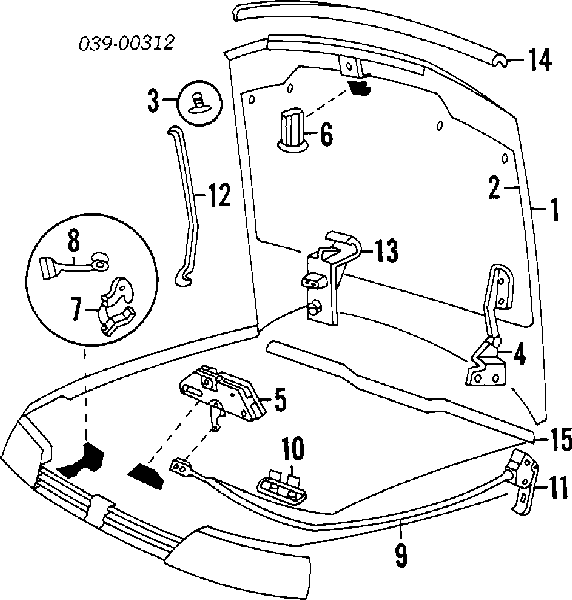Пістон (кліп) кріплення обшивки кришки багажника Peugeot 306 (7E) (Пежо 306)
