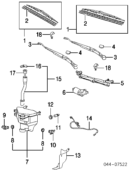Двигун склоочисника лобового скла (трапеції) Toyota 4Runner (GRN21, UZN21) (Тойота 4 раннер)