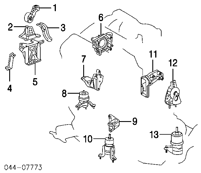 Подушка (опора) двигуна, права 123620A030 Toyota