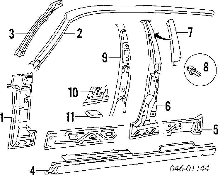 Поріг зовнішній правий Volkswagen Passat (B3, B4, 3A2, 351) (Фольцваген Пассат)