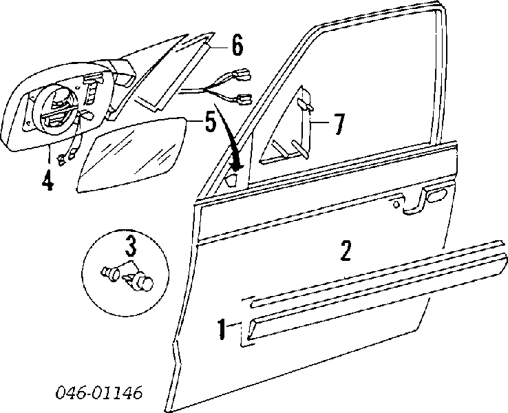 Молдинг передньої правої двері Volkswagen Passat (B3, B4, 3A5, 351) (Фольцваген Пассат)