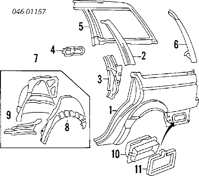 Крило заднє ліве Volkswagen Passat (B3, B4, 3A5, 351) (Фольцваген Пассат)