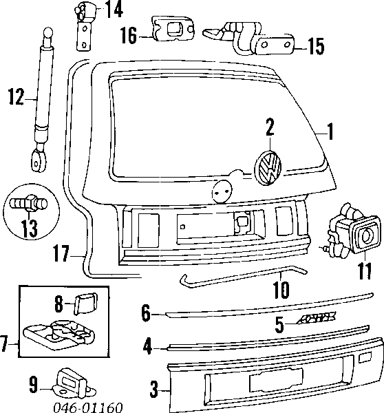 Двері задні, багажні (3-і)/(5-і) (ляда) Volkswagen Passat (B3, B4, 3A5, 351) (Фольцваген Пассат)