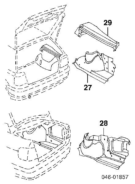 Панель полиці багажного відсіку права Volkswagen Golf 3 (1H1) (Фольцваген Гольф)