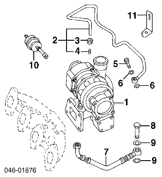 Трубка/шланг відводу масла від турбіни на Volkswagen Golf (1H1)