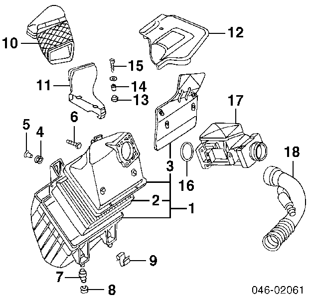 Патрубок повітряний, вхід повітряного фільтра Audi A4 B6 (8H7) (Ауді A4)
