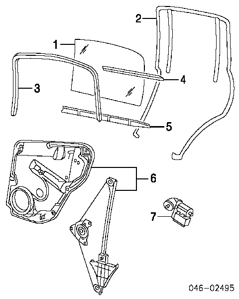 Направляюча скла рамки двері, заднього ліва Volkswagen Passat (B5, 3B5) (Фольцваген Пассат)