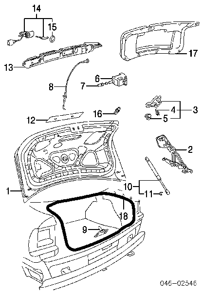 Ущільнювач кришки багажника Volkswagen Passat (B5, 3B2) (Фольцваген Пассат)
