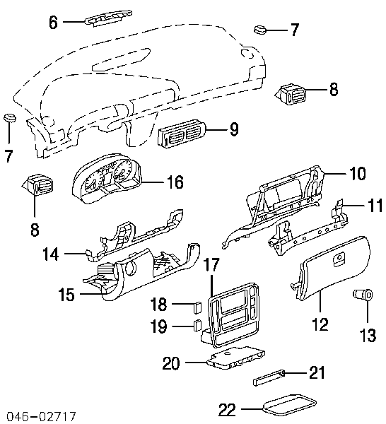 Облицювання приладів керування "торпедо" Volkswagen Passat (B5, 3B6) (Фольцваген Пассат)