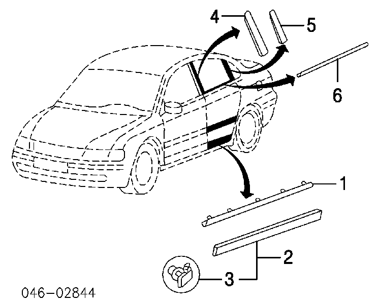 Накладка задньої лівої двері, нижня Volkswagen Passat (B5, 3B5) (Фольцваген Пассат)