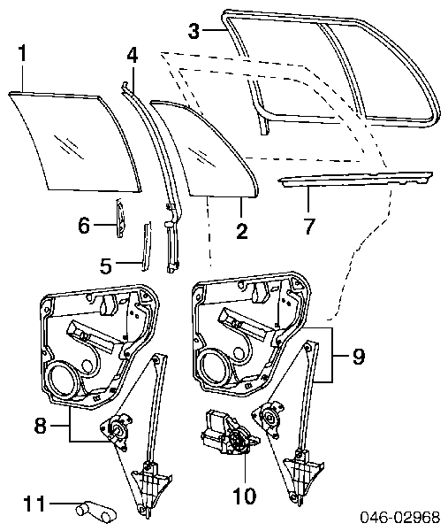 Механізм склопідіймача двері задньої, правої Volkswagen Bora (1J2) (Фольцваген Бора)