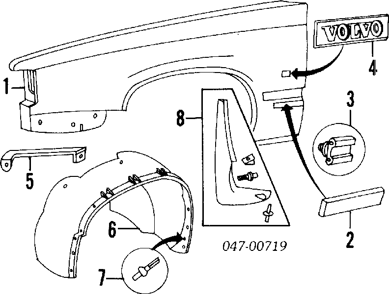 Підкрилок переднього крила, правий 91701946 Volvo