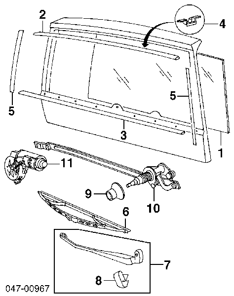 Щітка склоочисника задня на Hyundai Galloper  JK