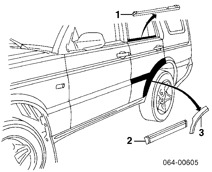 Молдинг задніх лівих дверей Land Rover Discovery 2 (LJ ,LT) (Land Rover Діскавері)