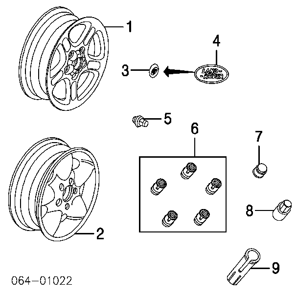 Ковпак колісного диска RRJ000010MNH Land Rover