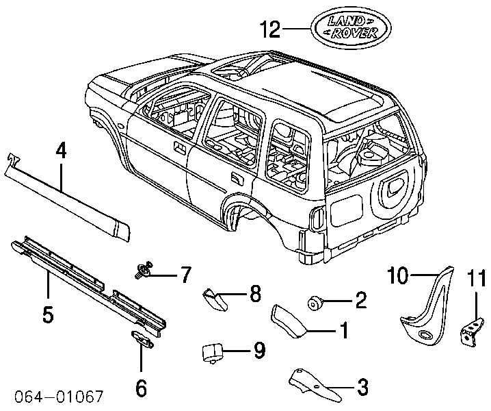 DFK500080PMA Land Rover Молдинг арки колеса заднього, правий