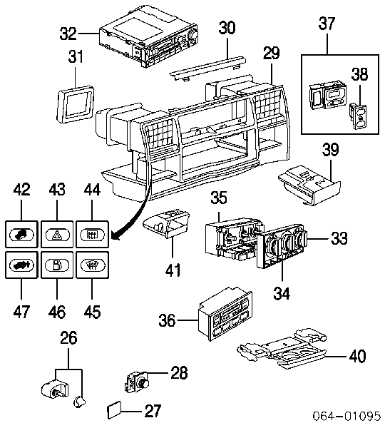  Кнопка включення аварійного сигналу Land Rover Discovery 2