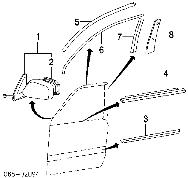 Молдинг опускного скла нижній, двері передньої, правої Lexus RX 330/350 (U3) (Лексус RX)