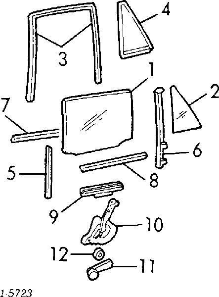 Механізм склопідіймача двері задньої, правої Opel Kadett E (35, 36, 45, 46) (Опель Кадет)