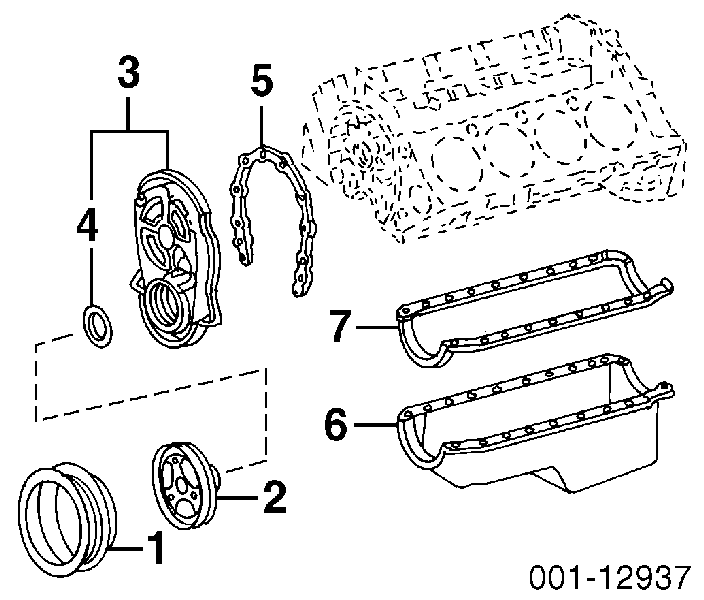 Прокладка піддону картера двигуна Chevrolet Blazer S10 (Шевроле Blazer)