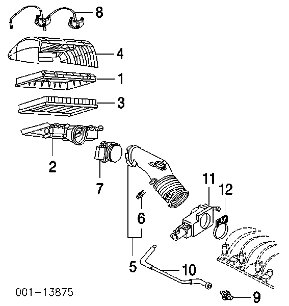 Датчик потоку (витрати) повітря, витратомір MAF - (Mass Airflow) 25318411 General Motors