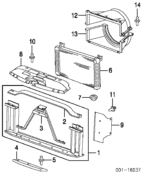 Супорт радіатора в зборі/монтажна панель кріплення фар на Cadillac Escalade 