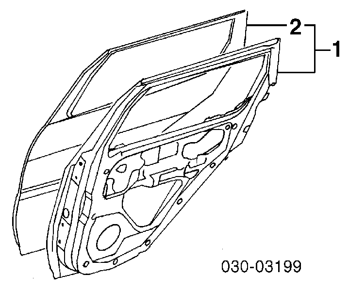 Двері задні, ліві 821017S030 Nissan