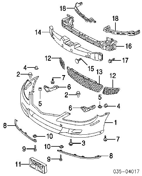 GK2A50111 Mazda абсорбер (наповнювач бампера переднього)