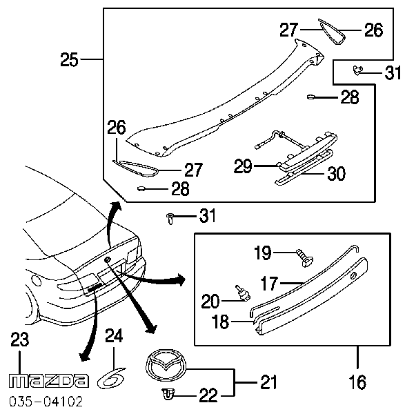 Емблема на кришку багажника, фірм.значок Mazda GJ6A51730A ціна, від 5.84 USD