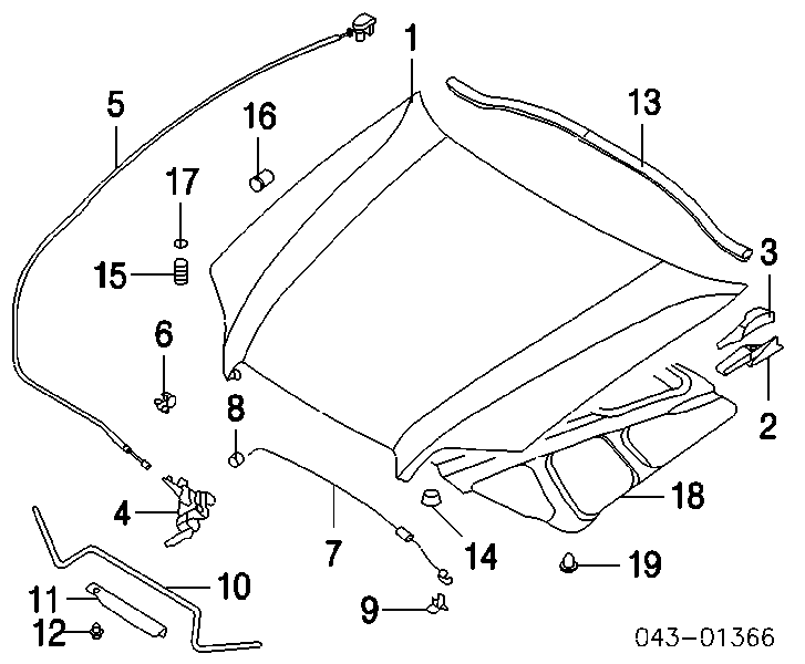 Фіксатор підпори капота Subaru Legacy (B13) (Субару Легасі)