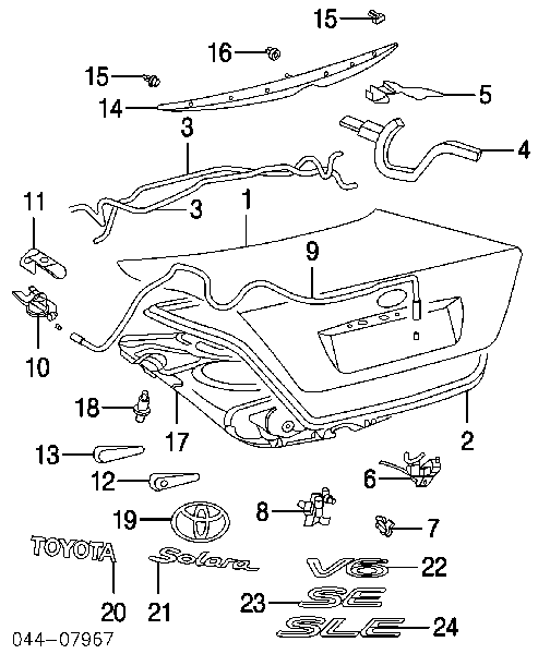 Емблема кришки багажника, фірмовий значок Toyota Solara (V3) (Тойота Solara)