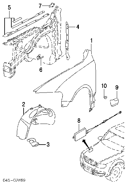 Молдинг переднього лівого крила 7L6854959AB41 VAG