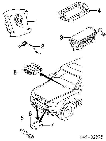 Подушка безпеки, водійська, AIRBAG Volkswagen Touareg 1 (7LA) (Фольцваген Туарег)