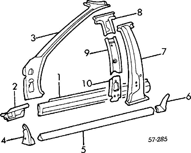 Поріг зовнішній правий Mitsubishi Colt 2 (C1A) (Міцубісі Кольт)