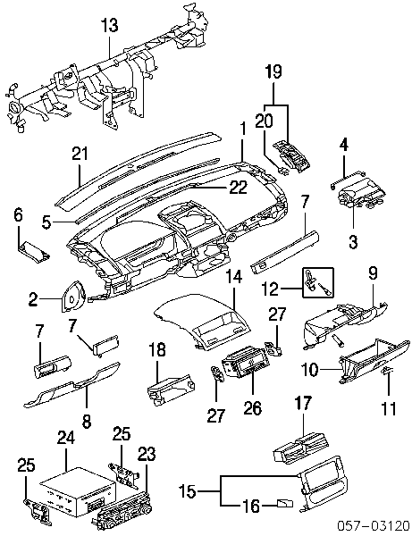 Панель приладів торпеди MR590234XA Mitsubishi