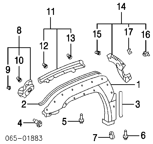 9046708196 Toyota Пістон (кліп) розширювача арки крила