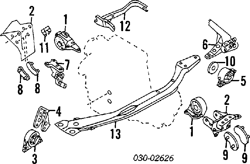 Подушка (опора) двигуна, задня 113202B010 Nissan