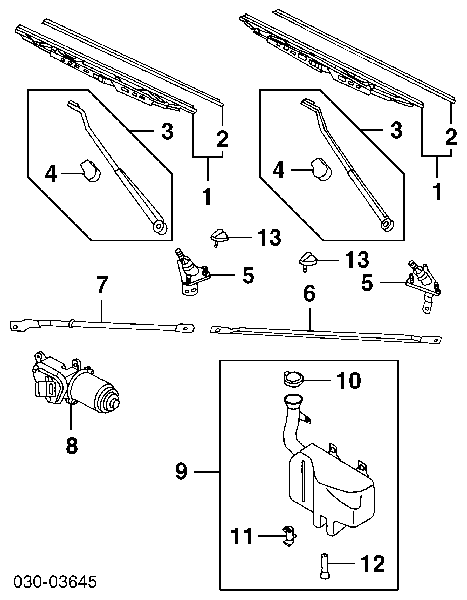 Насос-двигун омивача скла, заднього TQ17077 Tqparts