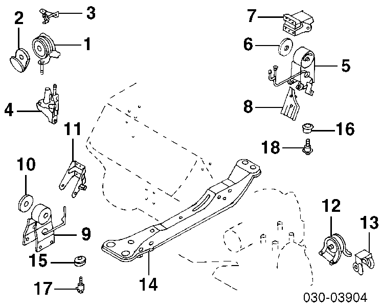 Подушка (опора) двигуна, права 112102Y000 Nissan