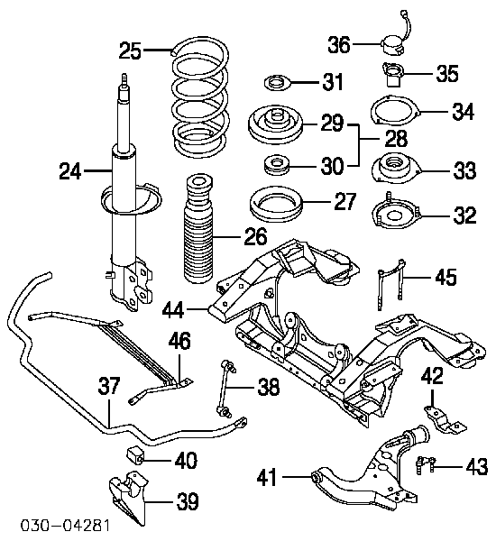 543022W127 Nissan амортизатор передній, правий