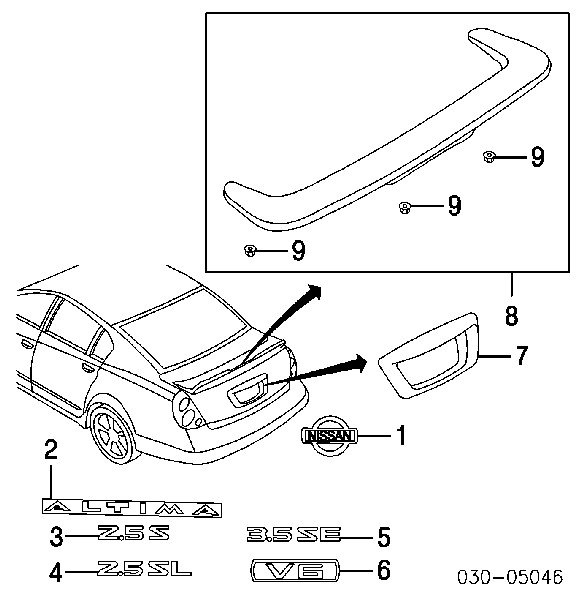 Спойлер кришки багажника Nissan Altima L31 (Нісан Altima)