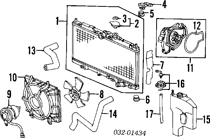 Дифузор радіатора охолодження, в зборі з двигуном і крильчаткою Honda Accord 5 (CE) (Хонда Аккорд)