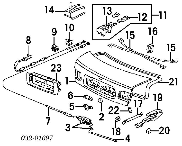 Амортизатор кришки багажника/ двері 3/5-ї задньої Honda Civic 5 (EG, EH) (Хонда Цивік)