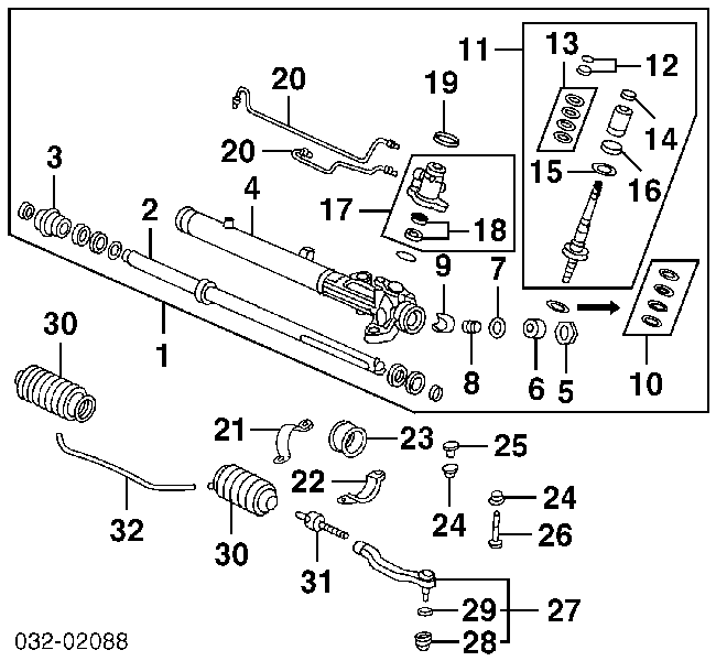 06532ST0000 Honda ремкомплект рульової рейки (механізму г/у, (комплект ущільнень))