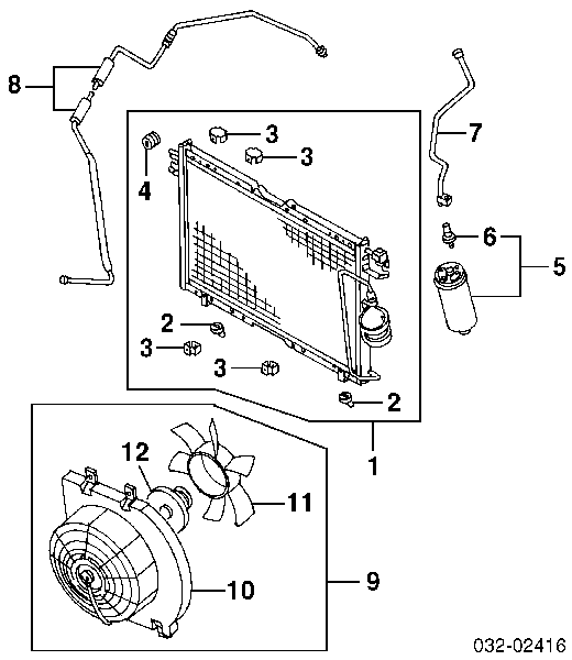 Дифузор радіатора кондиціонера, в зборі з крильчаткою і двигуном Isuzu Rodeo (Ісузу Родео)
